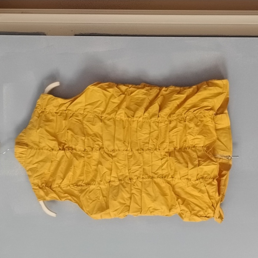 AKRIS PUNTO Marigold Yellow Puffy Ruched Full Zip Cotton Vest 10 - Picture 2 of 4